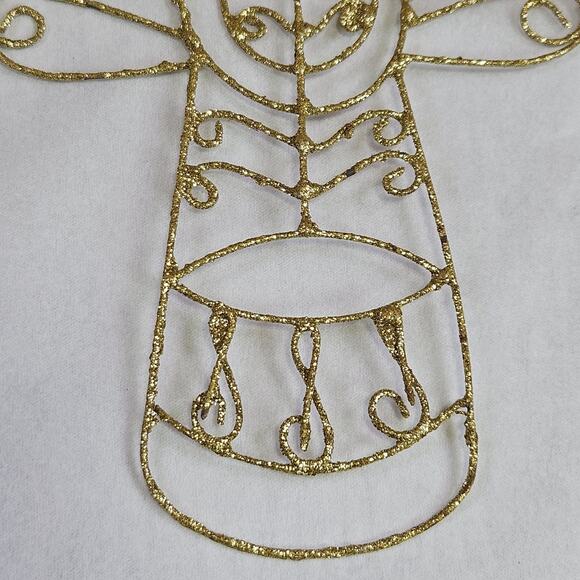 Vintage Christmas Angel Ornament Twisted Wire Gold Glitter Sparkle Metal Retro - Picture 3 of 11